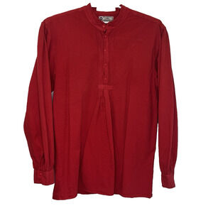 Inter American Trading Peasant Shirt Mens Size Large Red Pintuck Long Sleeve